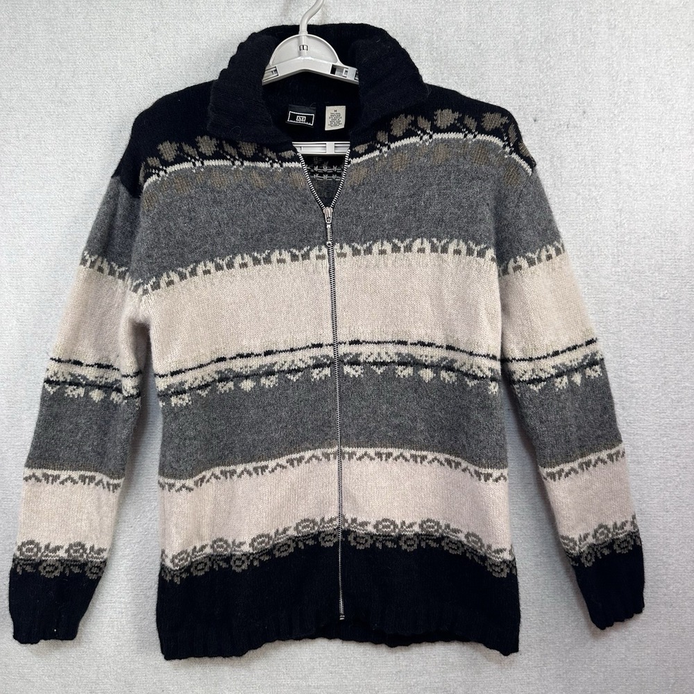 Vintage Maurice's Cardigan Sweater Women's Med Shetland Wool Blend Full Zip 90's
